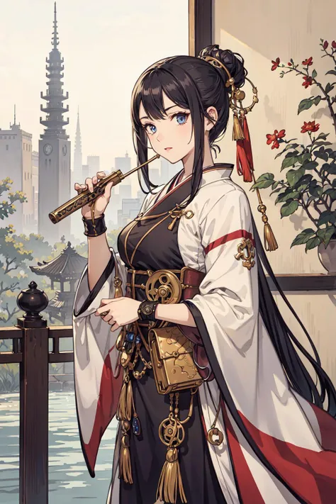 best quality,oriental_detailed background,detailed_hand,steampunk, girl,
