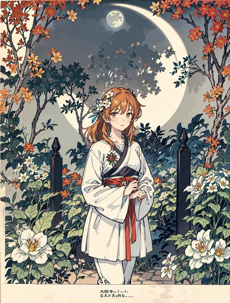 best quality, high_resolution, distinct_image, detailed background ,girl, flower,garden,moon, <lora:arakiHinaTHEIdolmSTER_v11:1>