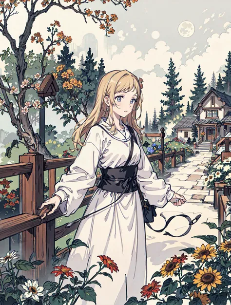 best quality, high_resolution, distinct_image, detailed background ,girl, flower,garden,moon, <lora:sakuragiManoTHEIDOLM_v10:1>