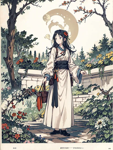 best quality, high_resolution, distinct_image, detailed background ,girl, flower,garden,moon, <lora:sakuragiManoTHEIDOLM_v10:1>