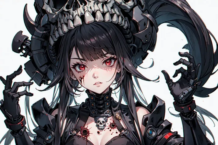 (best quality), detailed background,guro girl, horror, monster, bionic, skull