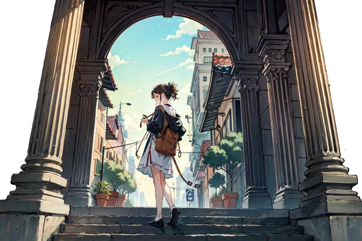 (best quality), girl,oriental detailed background, cityscape,