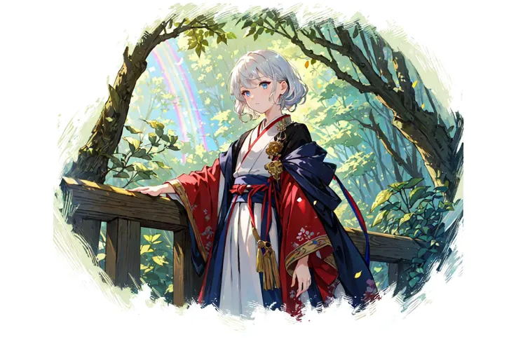 (best quality), oriental detailed background,, ((masterpiece)), (((best quality))), ((ultra-detailed)), ((disheveled hair)), (1 girl), (solo), (beautiful white young beauty girl), korean idol, (whole body), dynamic angle, beautiful detailed eyes, hairs between eyes, (small head), (cannon EOS 5D MARK III, 50mm Sigma f/1.4 ZEISS lens, F1.4, 1/800s, ISO 100:1), nsfw, masterpiece, best quality, asymmetrical bangs, hair behind ear, hair over one eyebrow, delicate facial features,1girl, white hair, red bridge hair, eromanga, Urban_Fantasy, alchemist,, ((cinematic light)), ultra detailed, best quality, absurdres, high resolution, (extremely detailed 8k wallpaper), ((an delicate and beautiful)), pixiv, hyper detailed, best anatomy, illustration, no human, (((masterpiece))), ((highres)), ((high quality)), (intricate details), (fantasy), detailed forest, (colorful various leaves), ((rainbow)), (liquid), best shadow, sunlight, hollow, colorful, pink petals, gold leaves, (blue leaves), lens flare, pastel color,