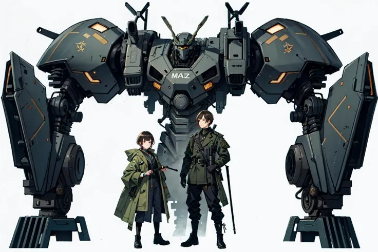 (best quality), oriental detailed background, science fiction,mechanical arms,girl with man , war, monster army, techwear,
military uniform
