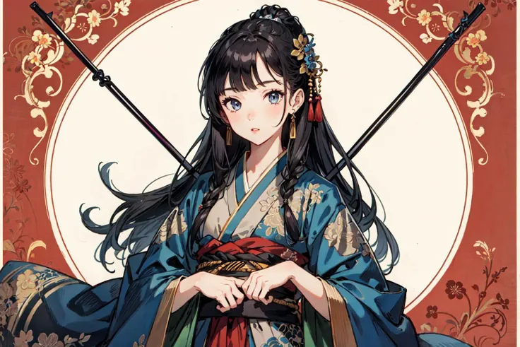 (best quality), girl, detailed background,oriental detailed background,