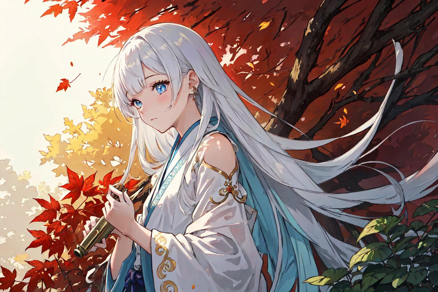 (best quality), oriental detailed background,, ((masterpiece)), (((best quality))), ((ultra-detailed)), ((disheveled hair)), (1 girl), (solo), (beautiful white young beauty girl), korean idol, (whole body), dynamic angle, beautiful detailed eyes, hairs between eyes, (small head), (cannon EOS 5D MARK III, 50mm Sigma f/1.4 ZEISS lens, F1.4, 1/800s, ISO 100:1), nsfw, masterpiece, best quality, asymmetrical bangs, hair behind ear, hair over one eyebrow, delicate facial features,1girl, white hair, red bridge hair, eromanga, Urban_Fantasy, alchemist,, ((cinematic light)), ultra detailed, best quality, absurdres, high resolution, (extremely detailed 8k wallpaper), ((an delicate and beautiful)), pixiv, hyper detailed, best anatomy, illustration, no human, (((masterpiece))), ((highres)), ((high quality)), (intricate details), (fantasy), detailed forest, (colorful various leaves), ((rainbow)), (liquid), best shadow, sunlight, hollow, colorful, pink petals, gold leaves, (blue leaves), lens flare, pastel color,