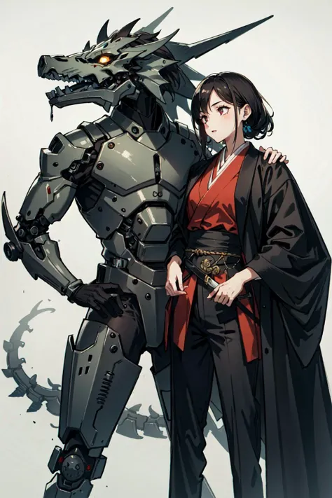 (best quality), oriental detailed background, girl with man, science fiction,mechanical arms, guro,zombie , monster
