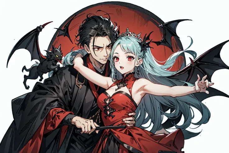 (best quality),  detailed background,oriental gothic girl, horror, vampire, nobless,girl dancing with man,castle,