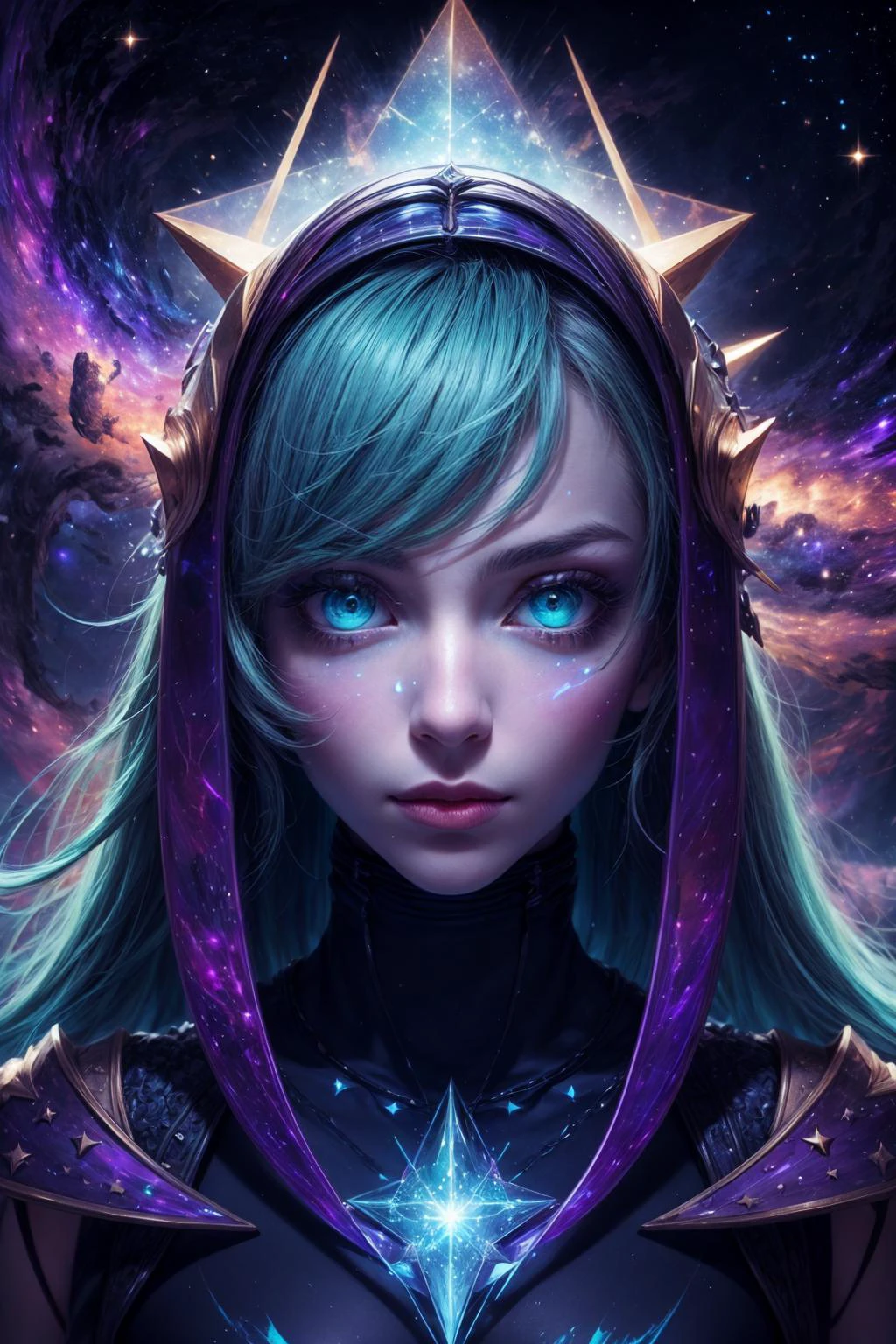 <lora:add_detail:1>
1 girl, adult (elven:0.7) woman, turquoise eyes, silver straight hair,
(style-swirlmagic:0.7), portrait, solo, (full body:0.6), looking at viewer, detailed background, detailed face, (<lora:kVoidEnergy-000001:0.5>, V0id3nergy, void theme:1.1) (glowing eyes:1.05), embodied star constellation, star sign, calm composure, spiritual, capricornus, geometric patterns, celestial , nebula, bright colorful lights, cosmic light, aura, bloom, backlighting, cosmic space background, surreal ethereal atmosphere,
<lora:granblue2:0.5>,