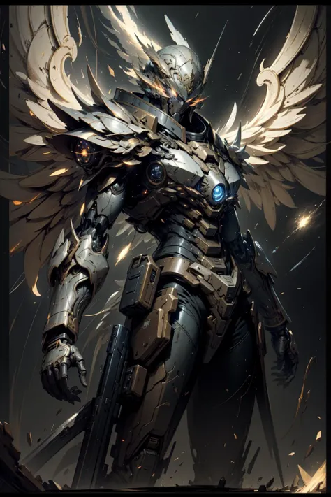 (masterpiece, best quality:1.3),extremely high detailed, intricate, 8k, HDR, wallpaper, cinematic lighting, <lora:Mecha:1> ,(universe),gun,(shooting position), glowing, armor, glowing eyes, mecha, large wings,   <lora:kVoidEnergy-000001:1>