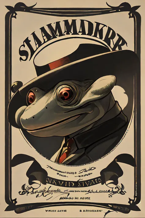 <lora:ad:1>vintage ad style, salamander, airplane, bowler hat
