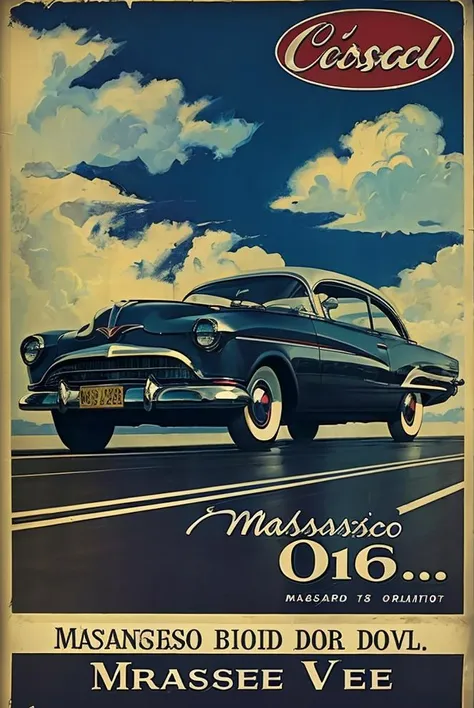 (masterpiece, best quality:1.3), A man is driving a car on the road, vintage ad style, <lora:ad:0.8>,