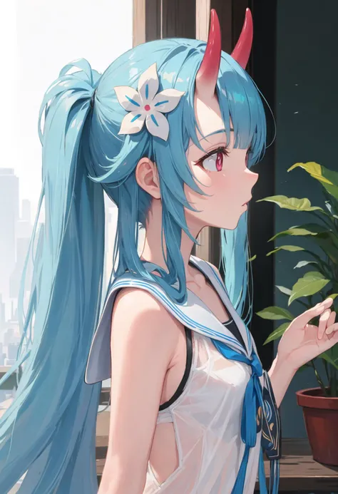 {safe:1.10}, best quality, masterpiece, highres, solo, {chise_bluearchive:0.90}, profile, from_side, upper_body