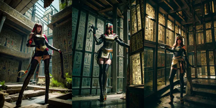 highly insanely detailed, masterpiece, top quality, best quality, highres, 4k, 8k, RAW photo, 
((ancient egyptian theme:1.2)), Hong Kong structure, building, structure, taiwan, korean, 
swirling energy, 
tentacle, 
(underwater), 
reflection, reflective floor, 
abandoned building, overgrown with vegetation, [volumetric fog], cinematic lighting, colorful, colourful, 
(long_hair, long hair, random colors hair, glowing hair, hair over one eye, long messy hair), 
(eyelashes, eyeliner, eyeshadow, eyelashes, long eyelashes), 
collar, earrings, jewelry, necklace, armlet, 
high-heels, 
nsfw, 
cleavage, perfect female body, makeup, 
action pose, 
drunk, biting, 
dawn, 
1girl, armor, uniform, aiming a gun, pistol, contrapposto, (helmet, jdgdrdd:1.2), indoor, 
<lora:Judge_Dredd_-_2012:0.7>