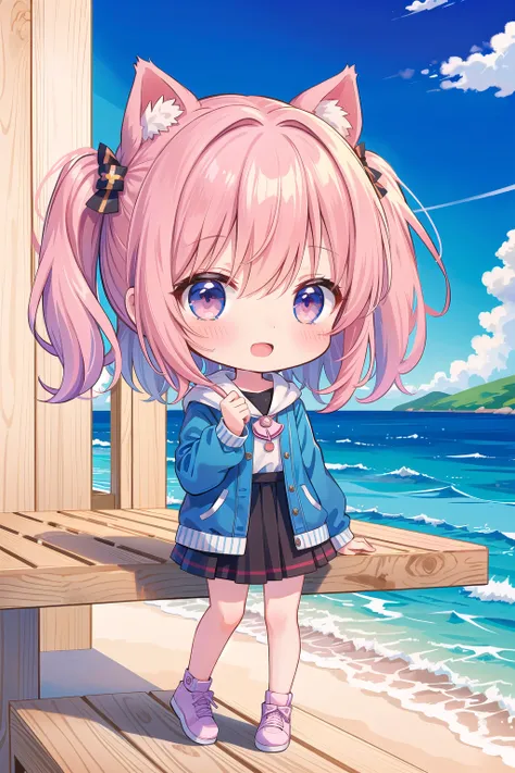(masterpiece), 1girl, (solo, chibi, chibi only:1.2), open mouth, smile, blush