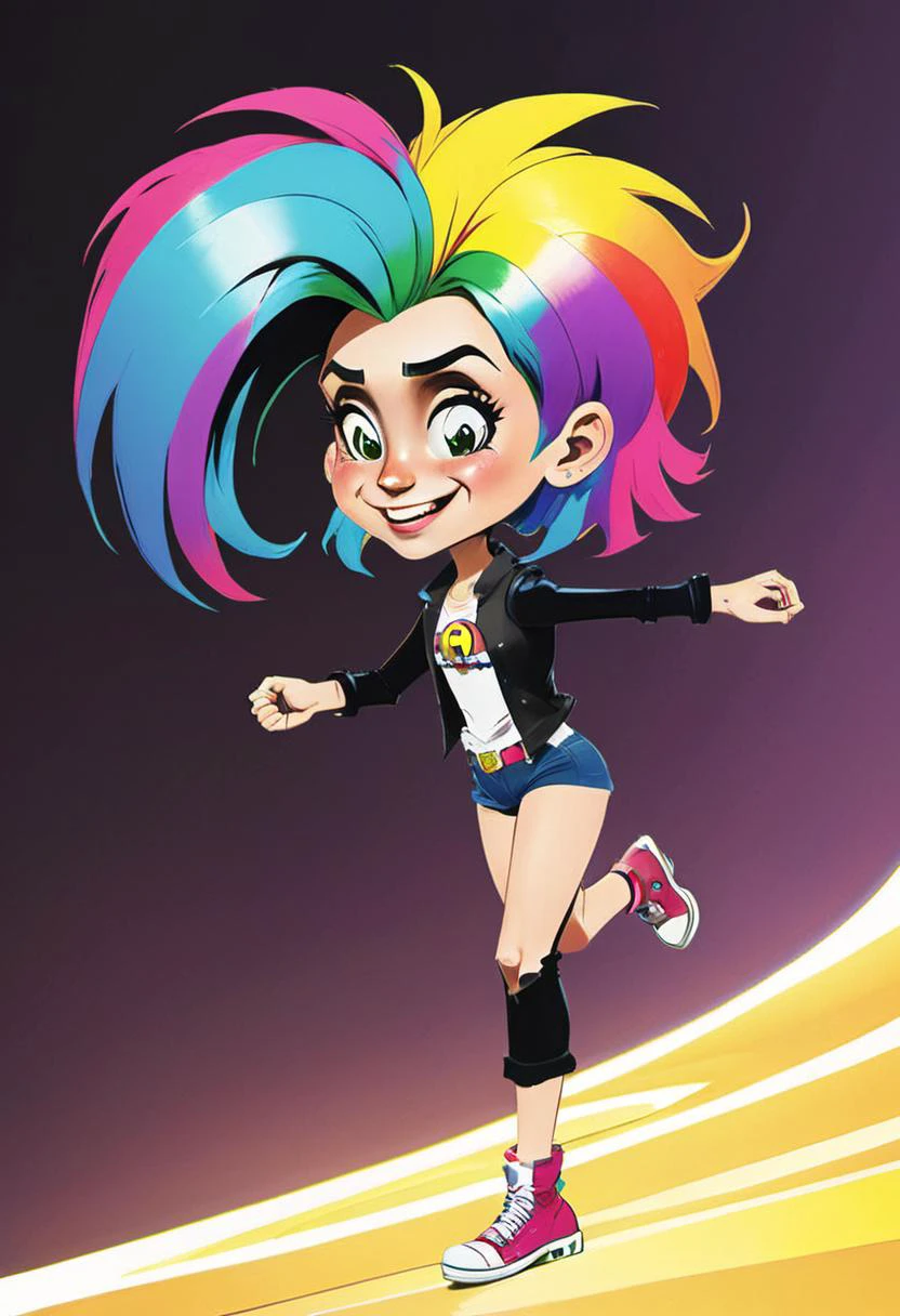 <lora:InfiniteTina:.6> A 24-year-old InfiniteTina superhero with rainbow hair