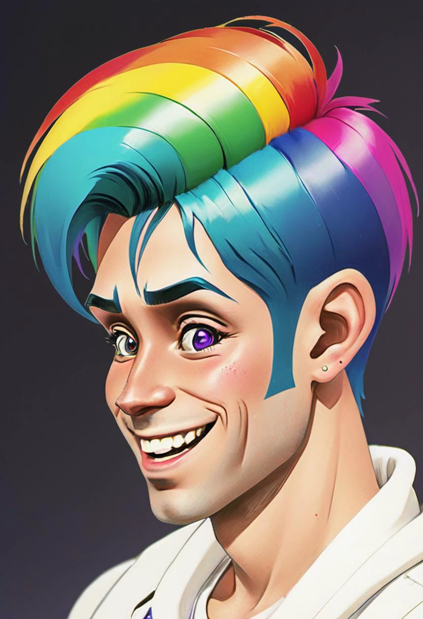 <lora:InfiniteTina:.6> A 24-year-old InfiniteTina man with rainbow hair