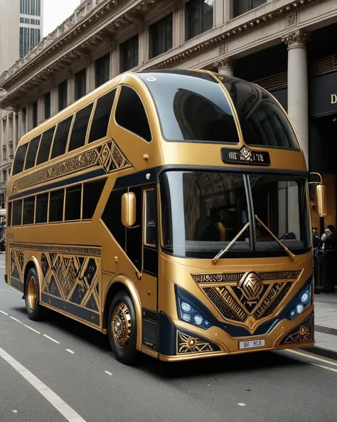 Dire Mustard Yellow and Navy Bus, smooth, <lora:dvr-frft:1> dvr-frft