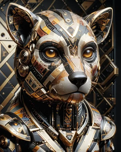 El Chupacabra made of dvr-frft, mundane cubist interpretation of, Bear, Cutester Art, F/8, geometric forms, multi-perspective, fragmented, complex, drab, <lora:xlMoreArtFullV1.pREw:0.6> <lora:dvr-frft:1>
