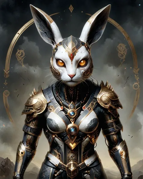 Skinwalker made of dvr-frft, Rabbit, Heavenly, Magic the gathering, <lora:xlMoreArtFullV1.pREw:0.6> <lora:dvr-frft:1>