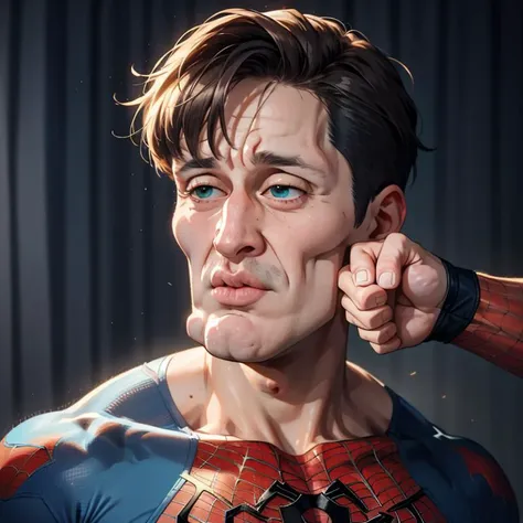 (masterpiece:1.3),(best quality:1.1),high quality,highres,<lora:handsomize_x_v1:0.8>,handsomize,<lora:Punch_in_the_face:0.85>,punch in the face,spider-man,