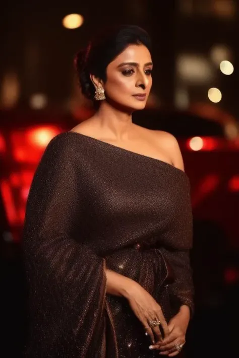 photo of beautiful tabooo <lora:tabooo:1>, a woman as a star, hair upsweep updo, sweater off-shoulders, trousers, at a movieiere gala, dark moody ambience (masterpiece:1.2) (photorealistic:1.2) (bokeh) (best quality) (detailed skin:1.2) (intricate details) (nighttime) (8k) (HDR) (cinematic lighting) (sharp focus), (looking at the camera:1.1), full body