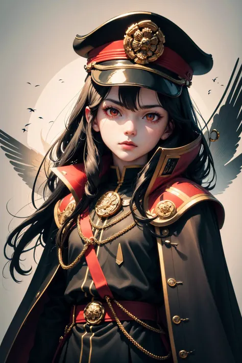 (detailed face and eyes:1.3),
<lora:oda-10:1>,oda_smoll,hat,cape,red eyes,military uniform,black hair,<lora:ink-0.1-3-b28-bf16-D128-A1-1-ep64-768-DAdaptation-cosine:1>,white background,ink,
Ultra-detail,(highres:1.1),best quality,(masterpiece:1.3),cinematic lighting,