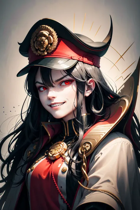 (detailed face and eyes:1.3),
<lora:oda-10:1>,oda_smoll,hat,cape,red eyes,military uniform,black hair, (evil smile:1.4), (evil grin:1.3), <lora:ink-0.1-3-b28-bf16-D128-A1-1-ep64-768-DAdaptation-cosine:1>,white background,ink,
Ultra-detail,(highres:1.1),best quality,(masterpiece:1.3),cinematic lighting,
