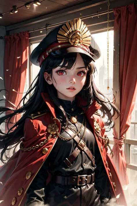 (detailed face and eyes:1.1),1girl,<lora:oda:1>,oda_smoll,hat,cape,red eyes,military uniform,black hair,
BREAK,
(post-apocalyptic theater, crumbling stage, torn curtains, fading artistry:1.2),Ultra-detail,(highres:1.1),best quality,(masterpiece:1.3),cinematic lighting,