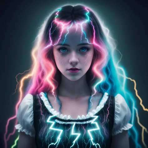 <lora:LightningPunkAIv2:1>LightningPunkAI Colorful beautiful MaeAI, dirndl, Black ink flow,8k resolution photorealistic masterpiece