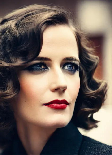 analog style, modelshoot style, A 1930s professional photograph of sks woman, ((detailed face)), (High Detail), Sharp, 8k, ((bokeh)), <lora:locon_evagreen_v1_from_v1_64_32:1.3>