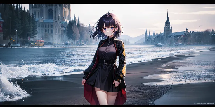 absurdres, highres, best quality, 1girl, wide-shot, wrap dress,solo,