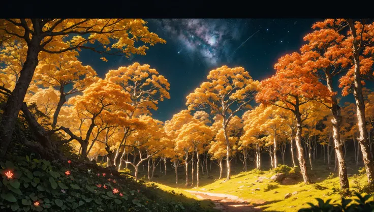 (blur:1.3),(very detailed:1.4),(high resolution:1.1),(Glamor Shot:1.1),(Celestial forest with glowing flora and fauna.:1.3),
