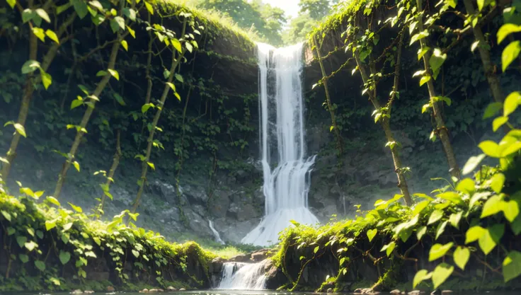 (blur:1.3),(very detailed:1.4),(high resolution:1.1),
(Secret Waterfall Hidden Behind a Veil of Vines:1.3) BREAK