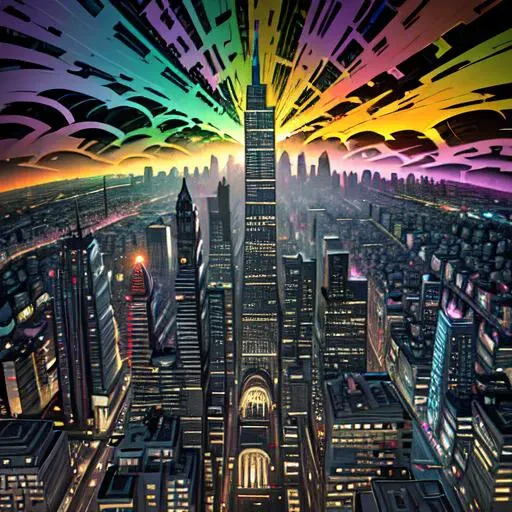 expressionist A distorted cityscape with buildings twisted into grotesque forms, as if the very fabric of reality was unraveling in a swirl of turbulent colors and chaotic brushstrokes. . raw, emotional, dynamic, distortion for emotional effect, vibrant, use of unusual colors, detailed