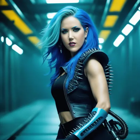 analog style, modelshoot style, portrait of AlissaWhiteGluzQuiron woman, wearing a biomechanical organism on a rampage, bold, bright colours, <lora:SDXL1.0_quiron_AlissaWhiteGluz_v6.p:1>