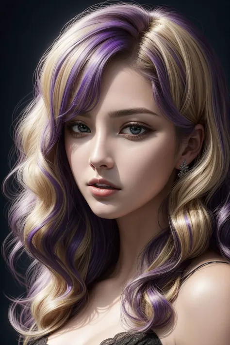 man, (blonde and violet hair wavy hair ), closed mouth, portrait, hyperrealistic, <lora:boldline:0.2> <lora:add_detail:0.5>