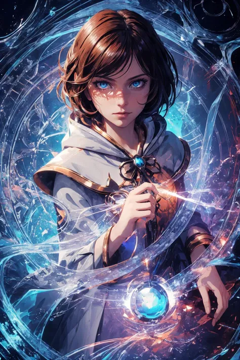 (HDR photo, High dynamic range, vivid, rich details, clear shadows and highlights, realistic, intense, enhanced contrast, highly detailed,:1.1)
maximum details, cinematic, abstract art, stylized, <lora:add_detail:0.5>, <lora:epi_noiseoffset2:0.5>,
1 girl, adult (elven:0.7) woman, freckles, jade eyes, chestnut hair flaps,
Style-GravityMagic, solo, (full body:0.6), looking away, detailed background, detailed face, (bioshock infinite theme:1.1), oracle, (glowing eyes:1.1), eyes of eternity, calm resolve, transcendental, prophetic vision, white robes, hood, magical jewels, hourglass, floating particles, temporal ripples in background, sunrise, ethereal atmosphere,
(tangbohu-buff:1.0),