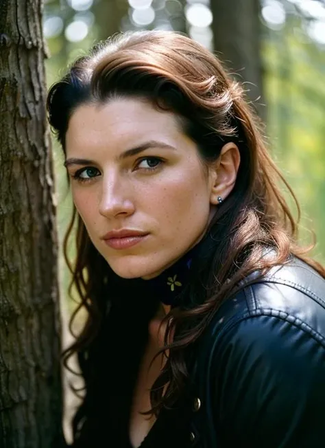 A stunning intricate color close up portrait of (sks woman:1) , wearing choker, epic character composition, sharp focus, natural lighting, subsurface scattering, f2, 35mm, film grain, , by Imogen Cunningham, <lora:lora-small-gina-carano-v1:1>