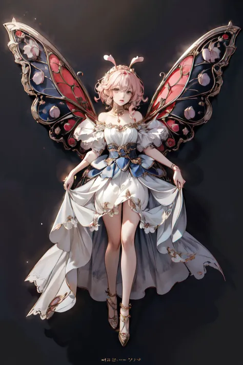 (masterpiece, best quality, high quality, highres, ultra-detailed),official art,official wallpaper,1girl, A genie with butterfly wings, beautiful, pretty,beautiful,dress, <lora:insect jewelry:1>,(zhubao:1.1),flying in the sky, <lora:Skirt_Tail:0.4>, skirt_tail, <lora:Mild detail adjusterV10:1>