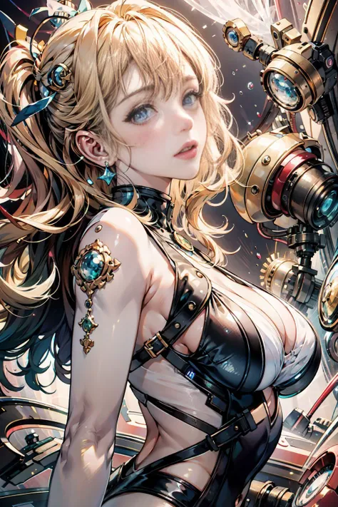 (((masterpiece, highest quality))),(((solo:1.2))),(((1girl:1.2))),32k wallpaper, very detailed,(((((portfolio))))),(((((Close-up))))),(((((bust up))))),((((more various angle)))),(((highlight))),((((heterochromia)))),(((complete. detailed face))),((((Extremely talented)))),((((Wonderfully detailed complicated machine)))),((((genius mechanic)))),((Overall colorfully)),(((futuristic galaxy))),(((perfect clear skinn))),((Cleavage)),((sunglasses))