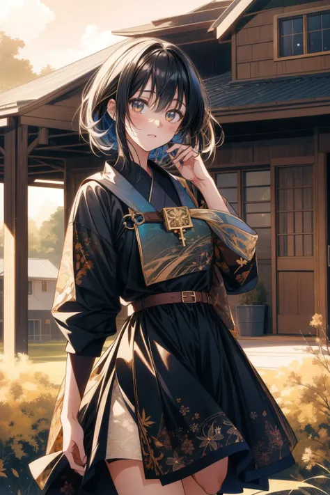 1girl, awardwinning On pale black paper, hyper detailed, zoomed out of a ([Crab:Ranch house:1]:1.3) , it is very [Pretty|Luminescent] and Aggravated, symbolism, plain Kodachrome background, lush space with Locust, at Overcast, Bokeh, Illustration, Light, Chibi Anime, Nostalgic lighting, Depth of field 100mm, Saturated, Temari, Gradient paint splotches, 4K, trending on artstation, key visual