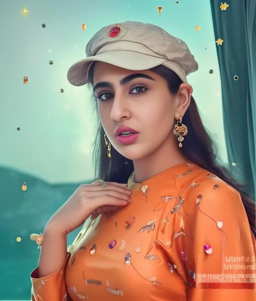 (SaraAliKhan) , photograph, Metalcore, concept art, rotund (Girl:1.2) , Interior designer, wearing Frantic Artisanal Newsboy cap, Conceptual Caramel hair, Glamorous Tail, 1960'S Brooch, from inside of a Slimy Dubrovnik, Stars in the sky, shallow depth of field, Peaceful, film grain, Nikon Z9, L USM, Technicolor, 64K, <lora:SaraAliKhanSD1.5:1>