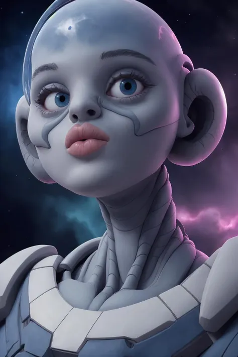 portrait, beautiful eyes, nebula, large lips, alien <lora:Pouting:.6> pouting