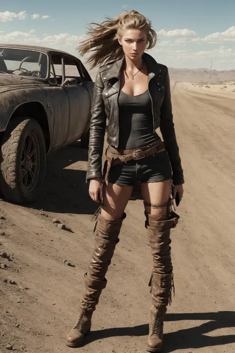professional full body photo, high detail, realistic skin, (((diesel punk mechanic))),(((edgy leather attire))),(((baring midriff))),(((industrial aesthetics, grungy workshop))), an ultra hot gorgeous European woman, age 23, she’s a playmate, men magazine model.sensual pose,(auburn hair), (long wavy hair), (detailed face), (skin pores), (legs), (broad shoulders), (lean perfect body), (((24DD breasts))), pale skin, beautiful body and face, facing the camera, (masterpiece), (photorealistic:1.4), RAW photo, high res, rich colors, backlight, bright sunlight, cinematic lighting, film grain, 50mm lens, Nikon D850, cool colors, golden ratio,
