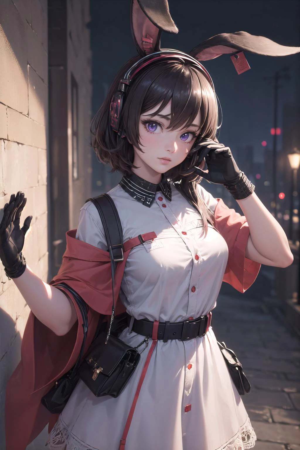 (highly detailed:1.3),
<lora:april_ak-10:1>,april_ak,rabbit ears,brown hair,purple eyes,dress,gloves,
Ultra-detail,(highres:1.1),best quality,(masterpiece:1.3),cinematic lighting,