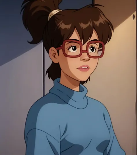 score_9, score_8_up, score_7_up,
irma, 1girl, solo, blue turtleneck sweater, glasses, cartoon, retro_artstyle, screencap,
<lora:Irma_Langenstein:1>