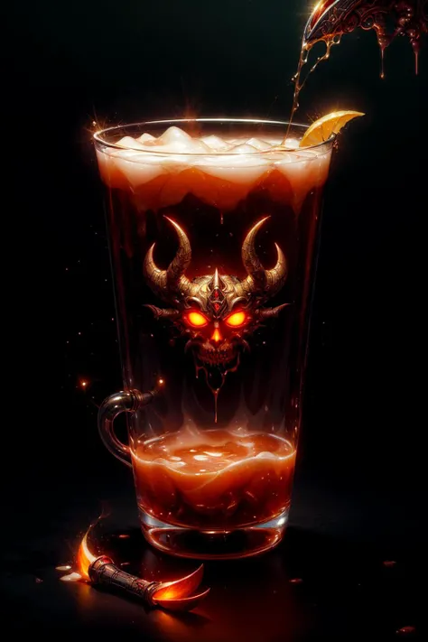 <lora:DemonicTech:.8> DemonicTech, scifi, ((Still life)), transparent cup of Ambrisia, sparkling, golden liquid, celestial glow, ethereal, divine nectar, heavenly ambiance, <lora:add_detail:1>
