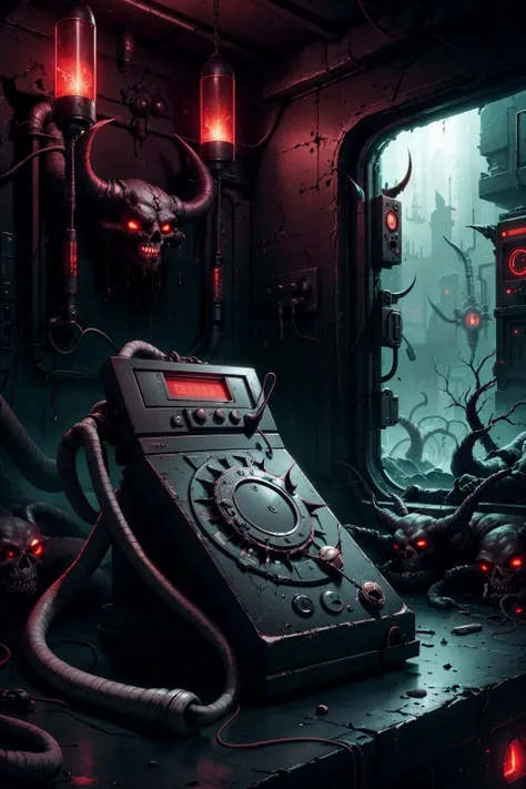 <lora:DemonicTech:.7> DemonicTech, scifi, old phone, messy environment,