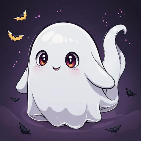 ((masterpiece,best quality)), absurdres,
<lora:Cute_Ghost_Anime:1>, Cute_Ghost, no humans, solo, ghost, floating, halloween, pokemon (creature), cute,
solo, smiling, looking at viewer,
purple theme, graveyard in background,